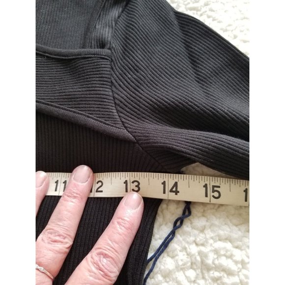Citizens of Humanity Iris Long Sleeve Cut-Off/Out Rib Knit BLACK Top Women's S - Picture 12 of 16